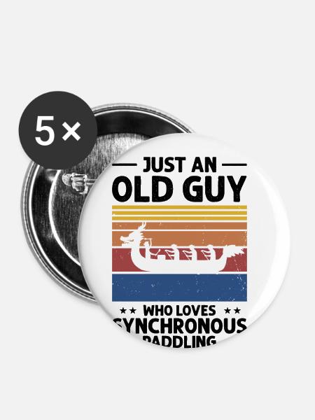 Drachenboot Crew und Drachenbootfahren - Buttons groß 56 mm (5er Pack) - Weiß
