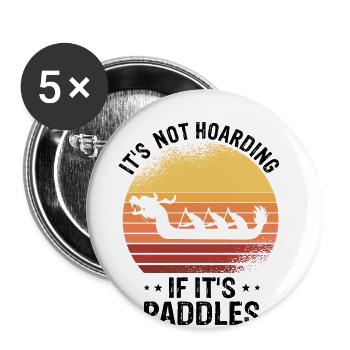 Bateau-dragon et équipage de bateau-dragon - Lot de 5 grands badges (56 mm) - blanc - Devant