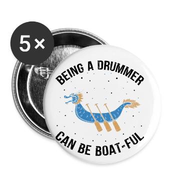 Bateau-dragon et équipage de bateau-dragon - Lot de 5 grands badges (56 mm) - blanc - Devant