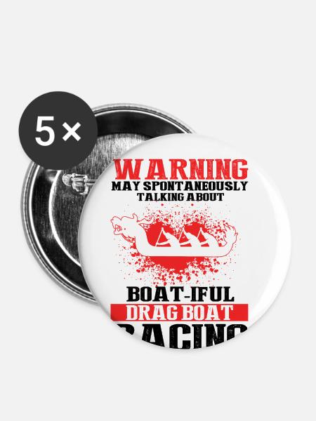 Drachenbootfahren-Thema für Drachenbootpaddeln - Buttons groß 56 mm (5er Pack) - Weiß