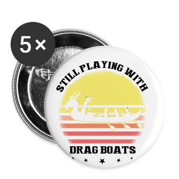 Entraîneur de bateau-dragon et bateau-dragon - Lot de 5 grands badges (56 mm) - blanc - Devant