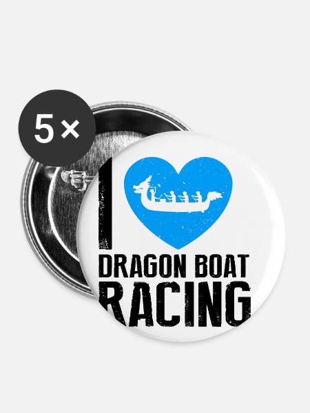 Drachenboot Crew und Drachenbootfahren - Buttons groß 56 mm (5er Pack) - Weiß