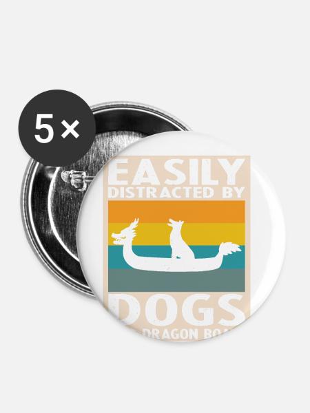 Drachenboot Crew und Drachenbootfahren - Buttons groß 56 mm (5er Pack) - Weiß