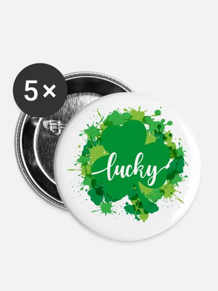 Aquarell Saint Patrick Day - Buttons groß 56 mm (5er Pack) - Weiß