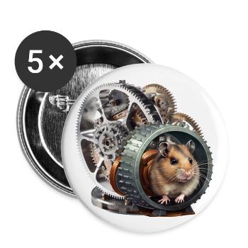 Hamster generates renewable energy - Buttons large 2.2''/56 mm (5-pack) - white - Front