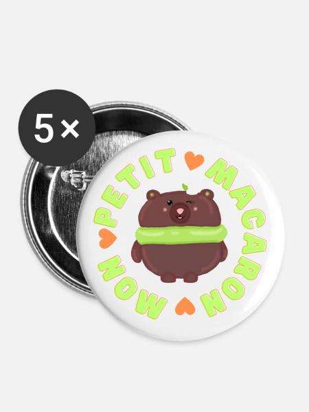 mon petit macaron bear - Buttons large 2.2''/56 mm (5-pack) - white