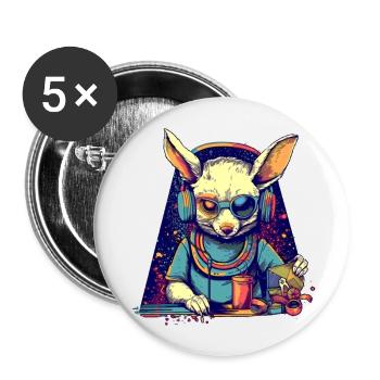 Lapin cool en tant que DJ avec des lunettes de soleil cassées - Lot de 5 grands badges (56 mm) - blanc - Devant