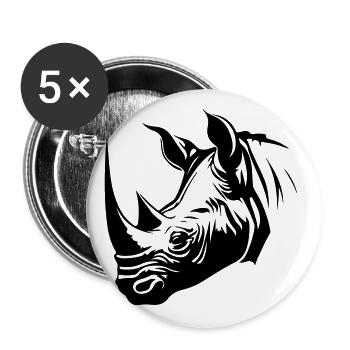 Rhino Animal Silhouette - Buttons large 2.2''/56 mm (5-pack) - white - Front