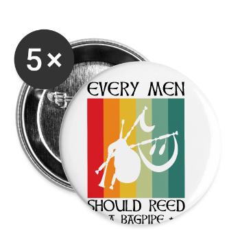 Cornemuse pour instructeurs de cornemuse et cornemuse - Lot de 5 grands badges (56 mm) - blanc - Devant