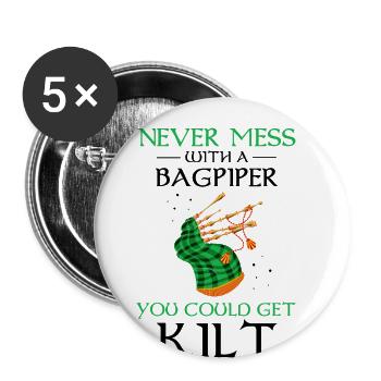 Scotsman Zitat für Dudelsackmusiker und Dudelsack - Buttons groß 56 mm (5er Pack) - Weiß - Vorne
