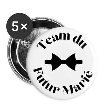 EVG Team Futur Marié. Enterrement vie célibataire - Lot de 5 grands badges (56 mm) - blanc - Devant