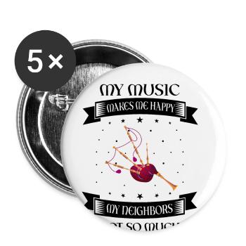 Formation à la cornemuse et à la cornemuse - Lot de 5 grands badges (56 mm) - blanc - Devant