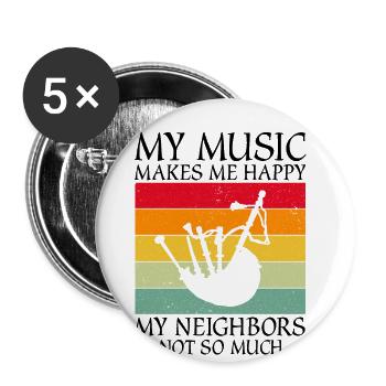 Citation de cornemuse pour les musiciens écossais et de cornemuse - Lot de 5 grands badges (56 mm) - blanc - Devant