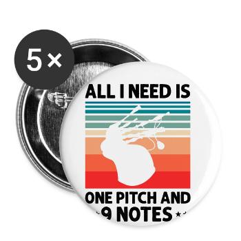 Formation à la cornemuse et à la cornemuse - Lot de 5 grands badges (56 mm) - blanc - Devant