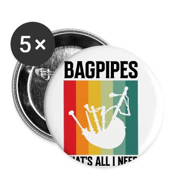 Cornemuse pour professeurs de cornemuse et cornemuse - Lot de 5 grands badges (56 mm) - blanc - Devant