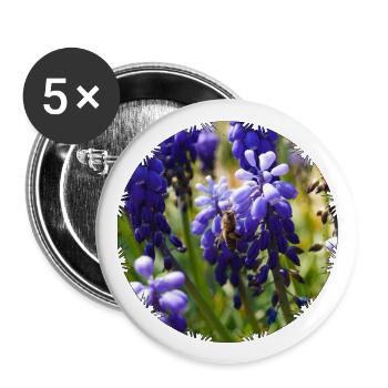 Der Duft der Hyazinthen zieht Bienen magisch an - Buttons groß 56 mm (5er Pack) - Weiß - Vorne