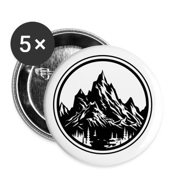 Montagnes Nature Silhouette Cercle - Lot de 5 grands badges (56 mm) - blanc - Devant