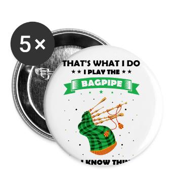 Cornemuse pour instructeurs de cornemuse et cornemuse - Lot de 5 grands badges (56 mm) - blanc - Devant