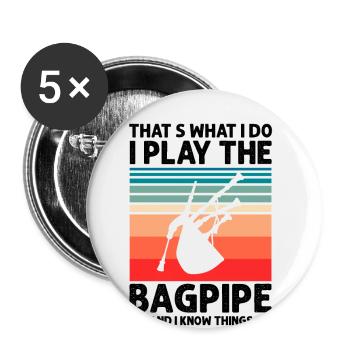 Citation de professeur de cornemuse et joueurs de cornemuse - Lot de 5 grands badges (56 mm) - blanc - Devant