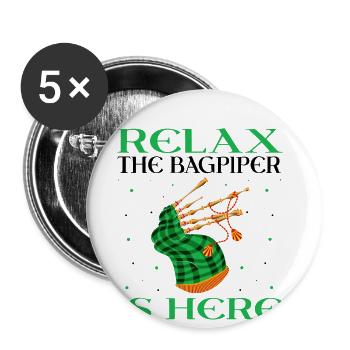 Citation de cornemuse pour les musiciens écossais et de cornemuse - Lot de 5 grands badges (56 mm) - blanc - Devant
