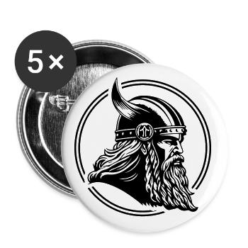 Wikinger Odin Viking Helm Symbol - Buttons groß 56 mm (5er Pack) - Weiß - Vorne