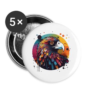 Eagle Buzzard round colorful - Buttons large 2.2''/56 mm (5-pack) - white - Front