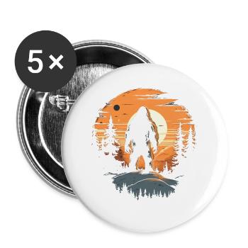 Outdoor Yeti Sunset - Buttons large 2.2''/56 mm (5-pack) - white - Front