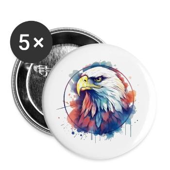 Aigle Oiseau Sauvage Coloré - Lot de 5 grands badges (56 mm) - blanc - Devant