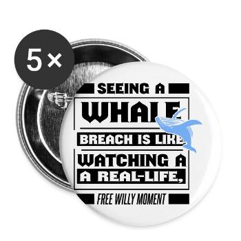 Citation de baleine pour le rorqual bleu et le béluga - Lot de 5 grands badges (56 mm) - blanc - Devant
