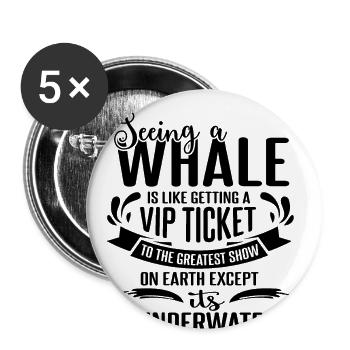 Rorqual bleu pour béluga et mammifères marins - Lot de 5 grands badges (56 mm) - blanc - Devant