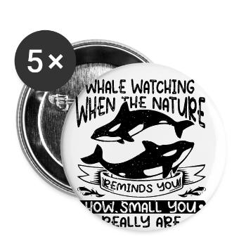 Whale Quote for Blue Whale and Beluga Whale - Buttons large 2.2''/56 mm (5-pack) - white - Front
