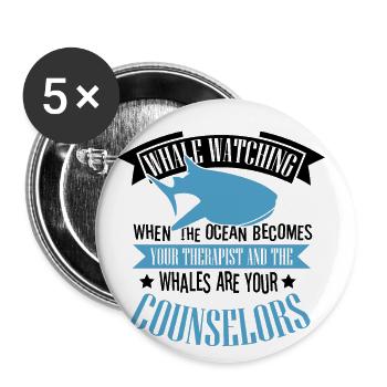 Rorqual bleu pour béluga et mammifères marins - Lot de 5 grands badges (56 mm) - blanc - Devant