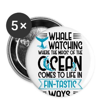 Orca observation for humpback whales and sea whales - Buttons large 2.2''/56 mm (5-pack) - white - Front