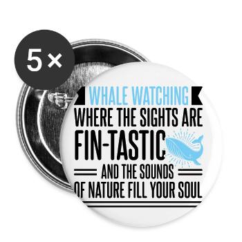 Ocean Sea Whale Quote for Whale Marine Mammals - Buttons large 2.2''/56 mm (5-pack) - white - Front