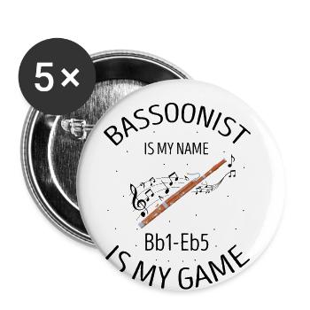 Fagottist für Fagottorchester und Fagottist - Buttons groß 56 mm (5er Pack) - Weiß - Vorne