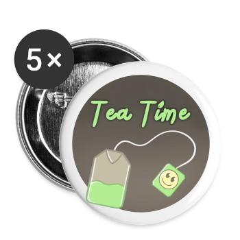 Tea time! - Buttons large 2.2''/56 mm (5-pack) - white - Front