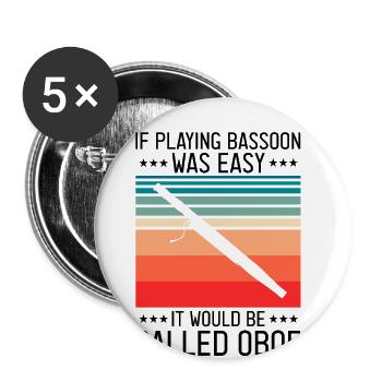 Bassoon Wind Instrument Design for Bassoonist - Buttons large 2.2''/56 mm (5-pack) - white - Front