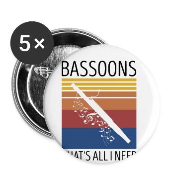 Bassoon Orchesta design for bassoonists - Buttons large 2.2''/56 mm (5-pack) - white - Front