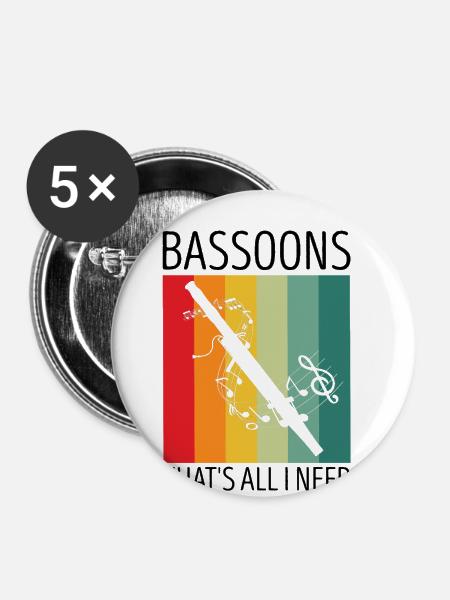 Orchester und Holzblasinstrument - Buttons groß 56 mm (5er Pack) - Weiß