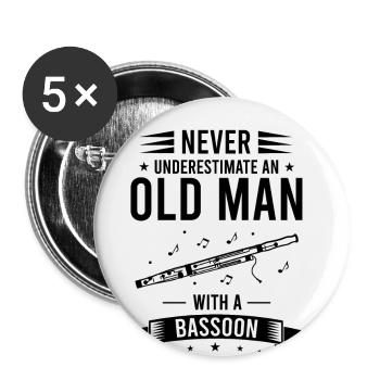 Bassoon Orchesta design for bassoonists - Buttons large 2.2''/56 mm (5-pack) - white - Front