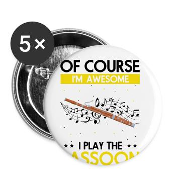 Fagottist Design für Holzbläser Orchestra - Buttons groß 56 mm (5er Pack) - Weiß - Vorne