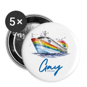 Gaycrouise - Buttons groß 56 mm (5er Pack) - Weiß - Vorne