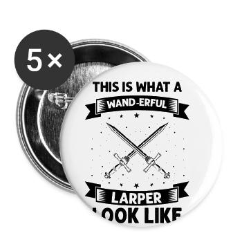 Fantasy-Rollenspiel Zitat für Schwertkampf - Buttons groß 56 mm (5er Pack) - Weiß - Vorne