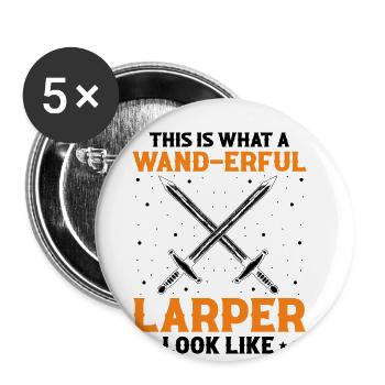 Larping für Fantasy-Rollenspiele und Schwertkämpfe - Buttons groß 56 mm (5er Pack) - Weiß - Vorne