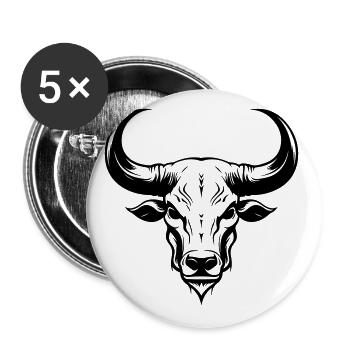 Taureau Tête d’animal Squelette Taureau - Lot de 5 grands badges (56 mm) - blanc - Devant