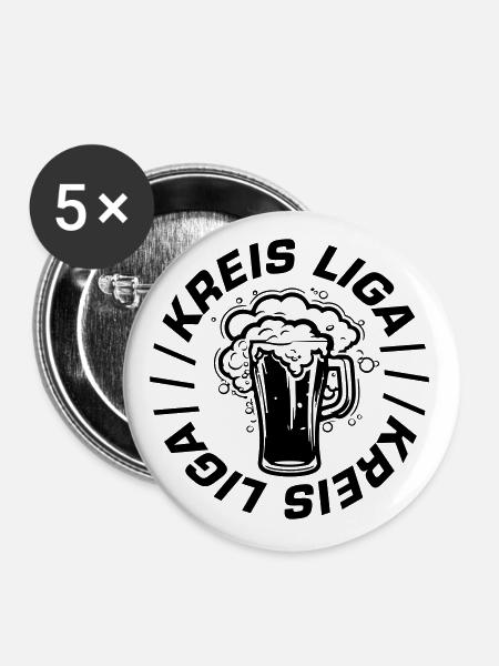 Kreis Liga - Buttons groß 56 mm (5er Pack) - Weiß