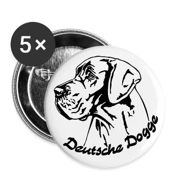 Deutsche Dogge schwarz - Buttons groß 56 mm (5er Pack) - Weiß - Vorne