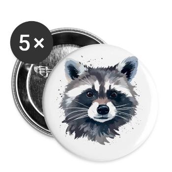 Süßer Waschbär - Buttons groß 56 mm (5er Pack) - Weiß - Vorne