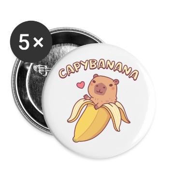 Capybara In Banane Capybanana Wortspiel - Buttons groß 56 mm (5er Pack) - Weiß - Vorne
