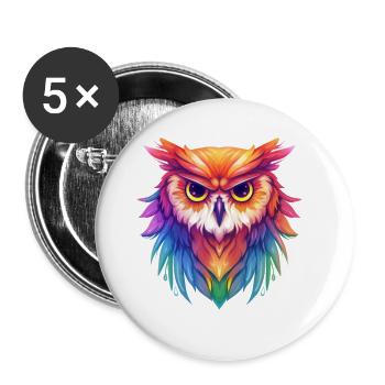 Pride Owl - Buttons groß 56 mm (5er Pack) - Weiß - Vorne